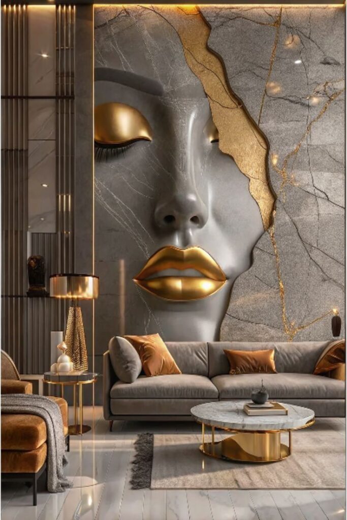 Luxury living room styled with handmade and machine-made home decor